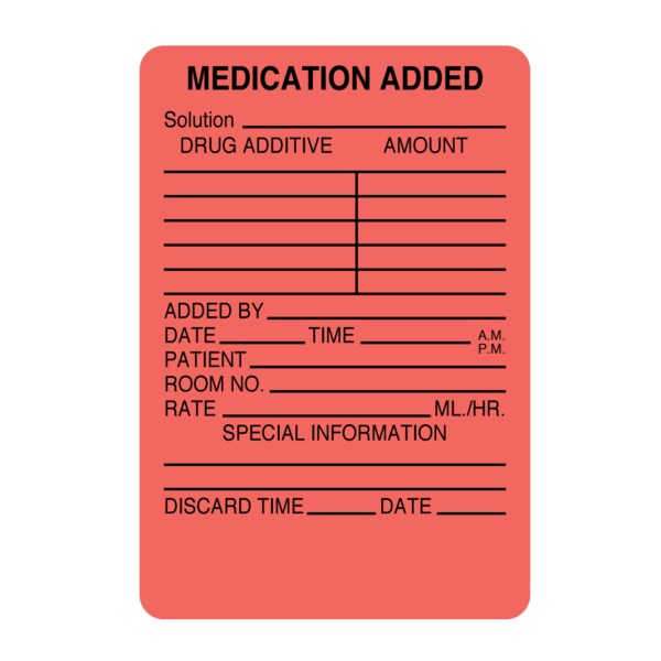 Nevs Label, Medication Added Solution, Drug Additive, Amount 2-15/16" x 2" PMA-32 - main